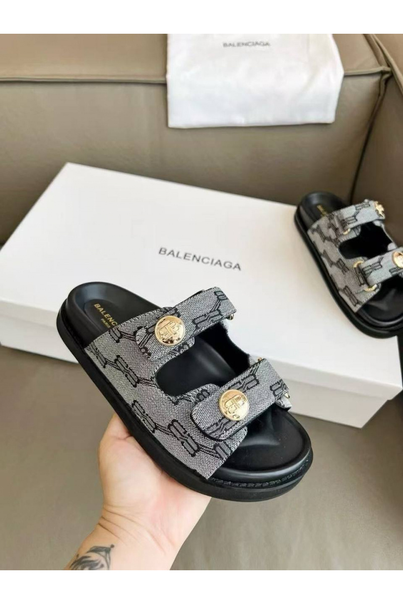 Balenciaga Женские шлёпанцы Jacquard Premium - Grey