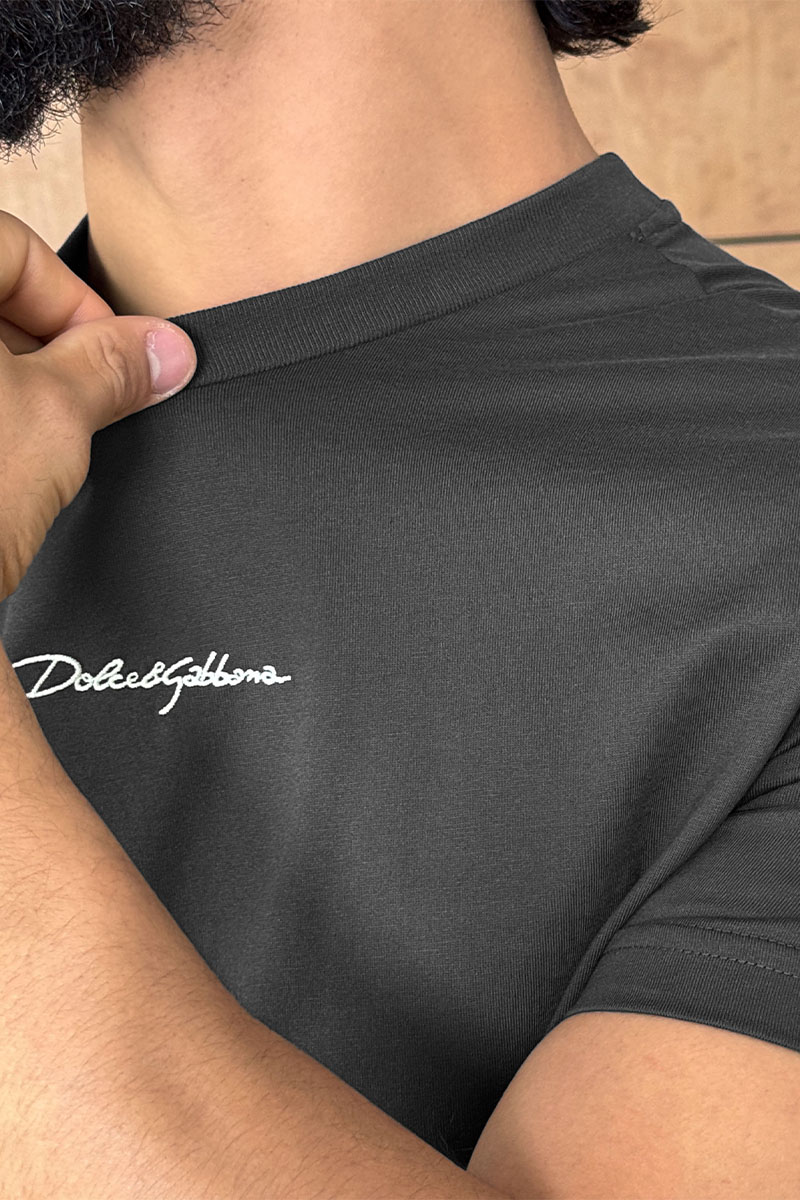 Dоlсе & Gаbbаnа Футболка серого цвета logo-embroidered