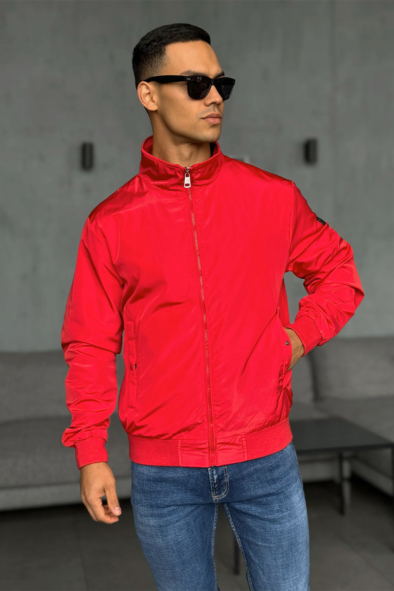 Moncler Мужская ветровка красного цвета logo-patch