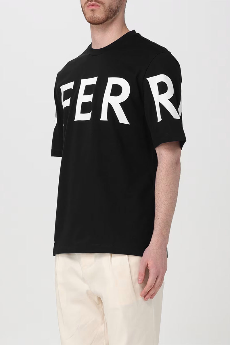 Salvatore Ferragamo Мужская чёрная футболка logo-print 