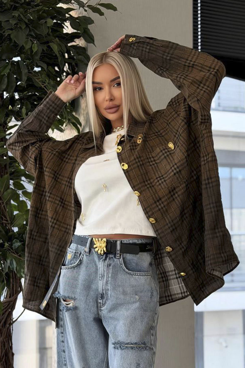 Schiaparelli Женская оверсайз рубашка в клетку premium