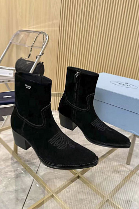 Женские замшевые сапоги premium - Black