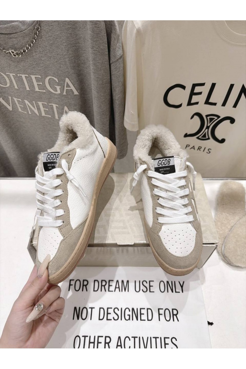 Designer Clothing Женские комбинированные кроссовки с мехом Golden Goose Ball Star premium