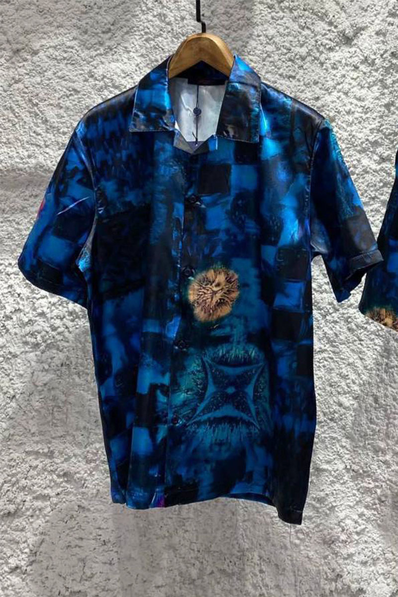 Lоuis Vuittоn Брендовая мужская рубашка тёмно-синего цвета