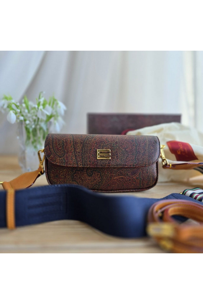 Etro Кожаная сумка с узором пейсли 20x9 см