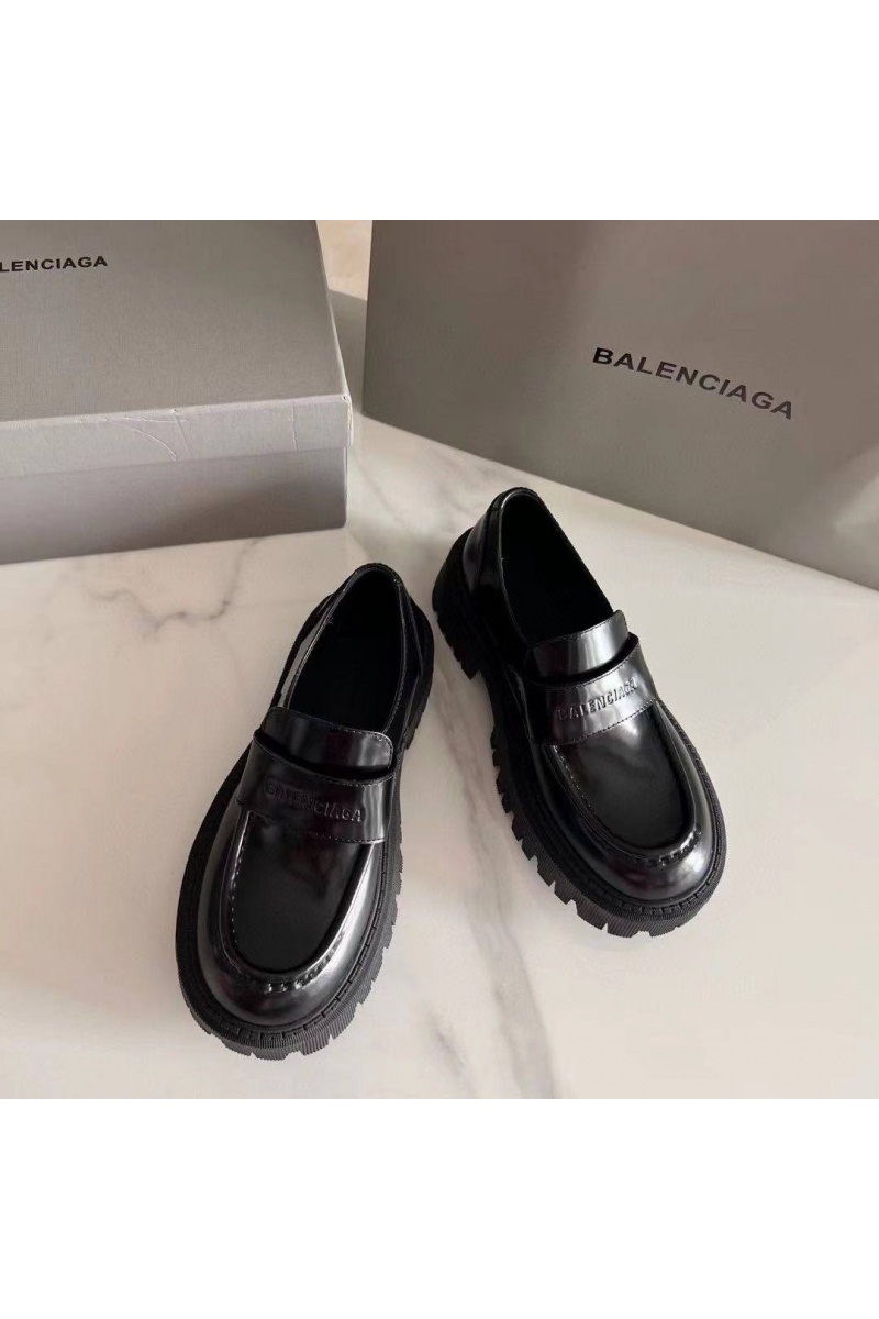Balenciaga Женские чёрные кожаные лоферы Premium