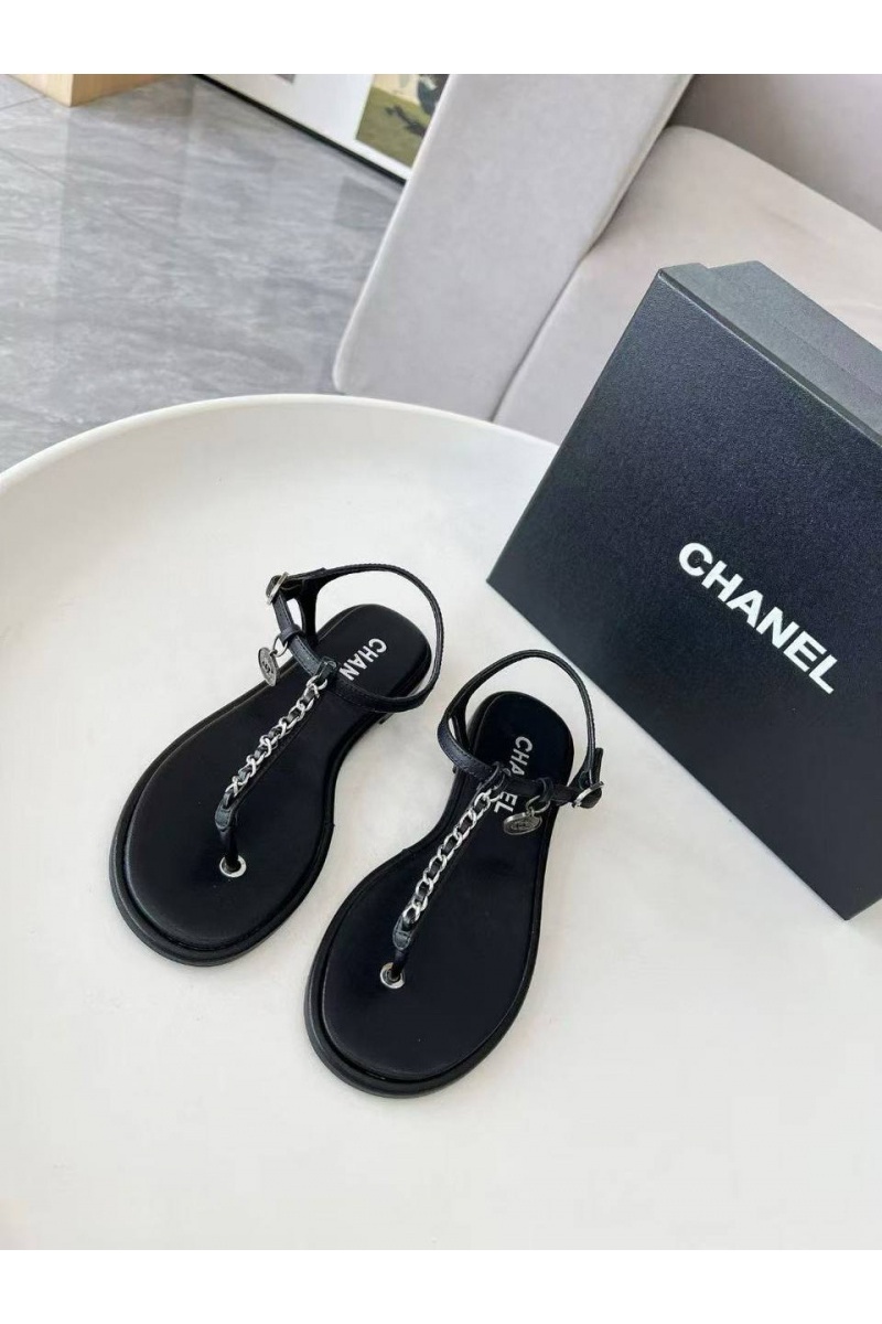 Chаnеl Женские кожаные сандалии Classic Flap Premium - Black
