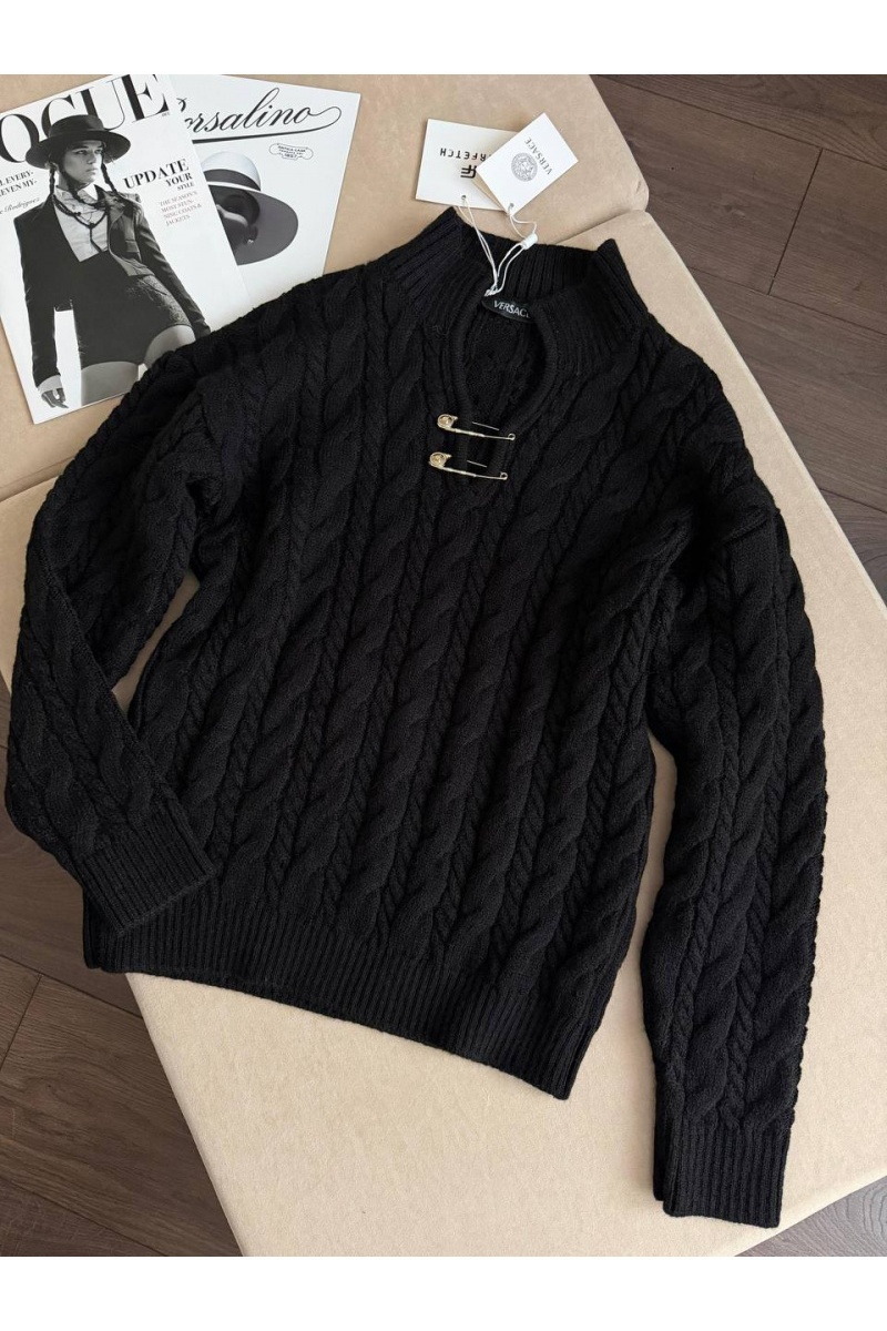 Versace Женский шерстяной свитер premium - Black
