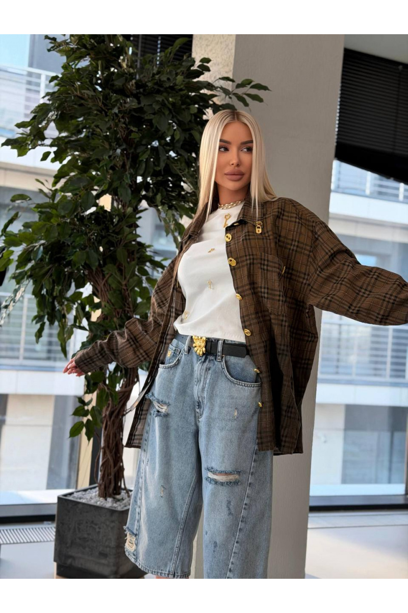 Schiaparelli Женская оверсайз рубашка в клетку premium