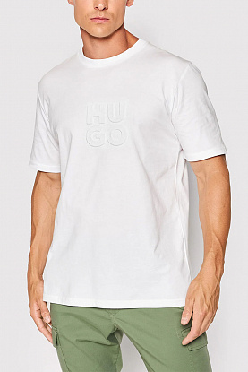 Мужская белая футболка Dleek embossed logo