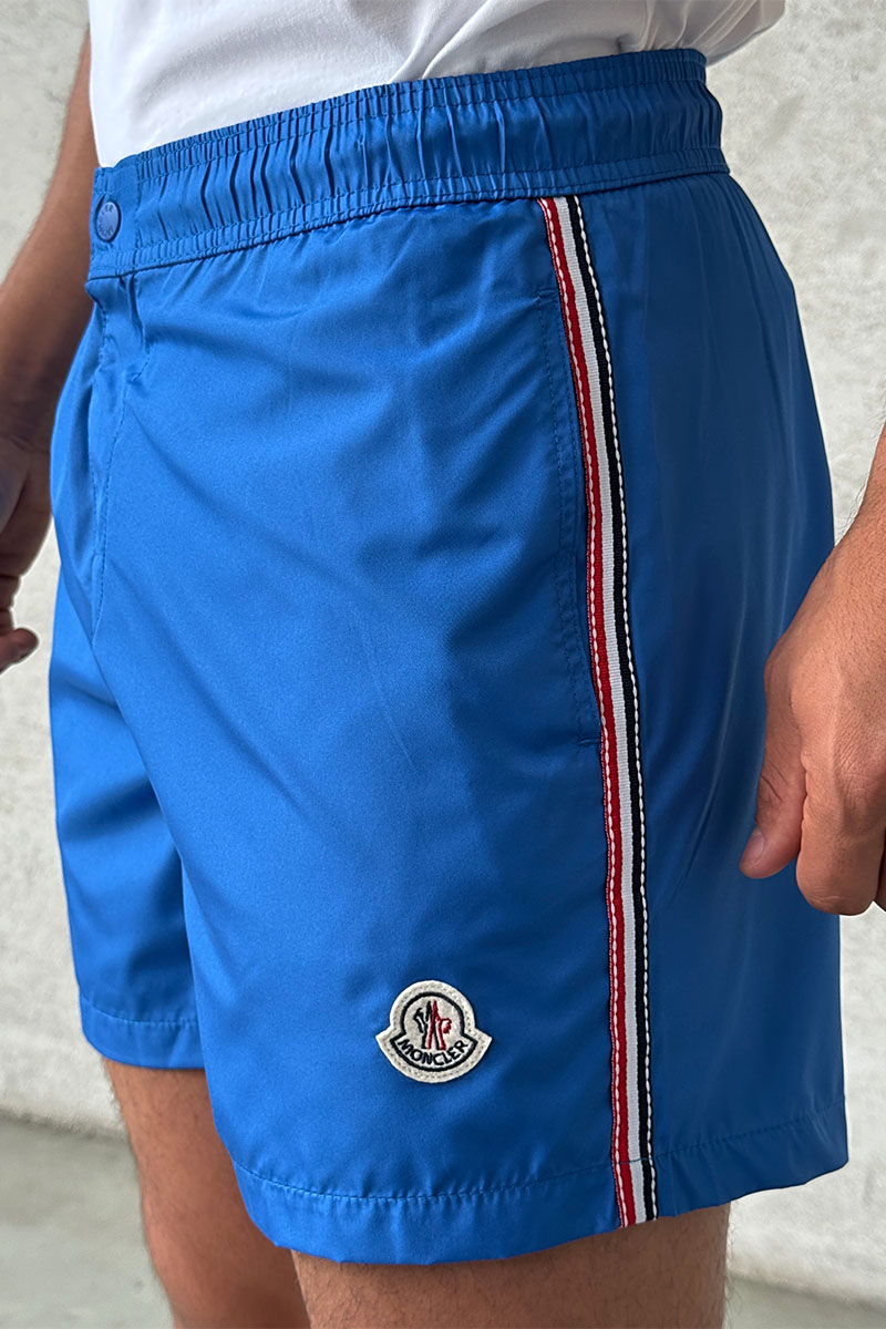 Moncler Мужские синие шорты logo-patch 