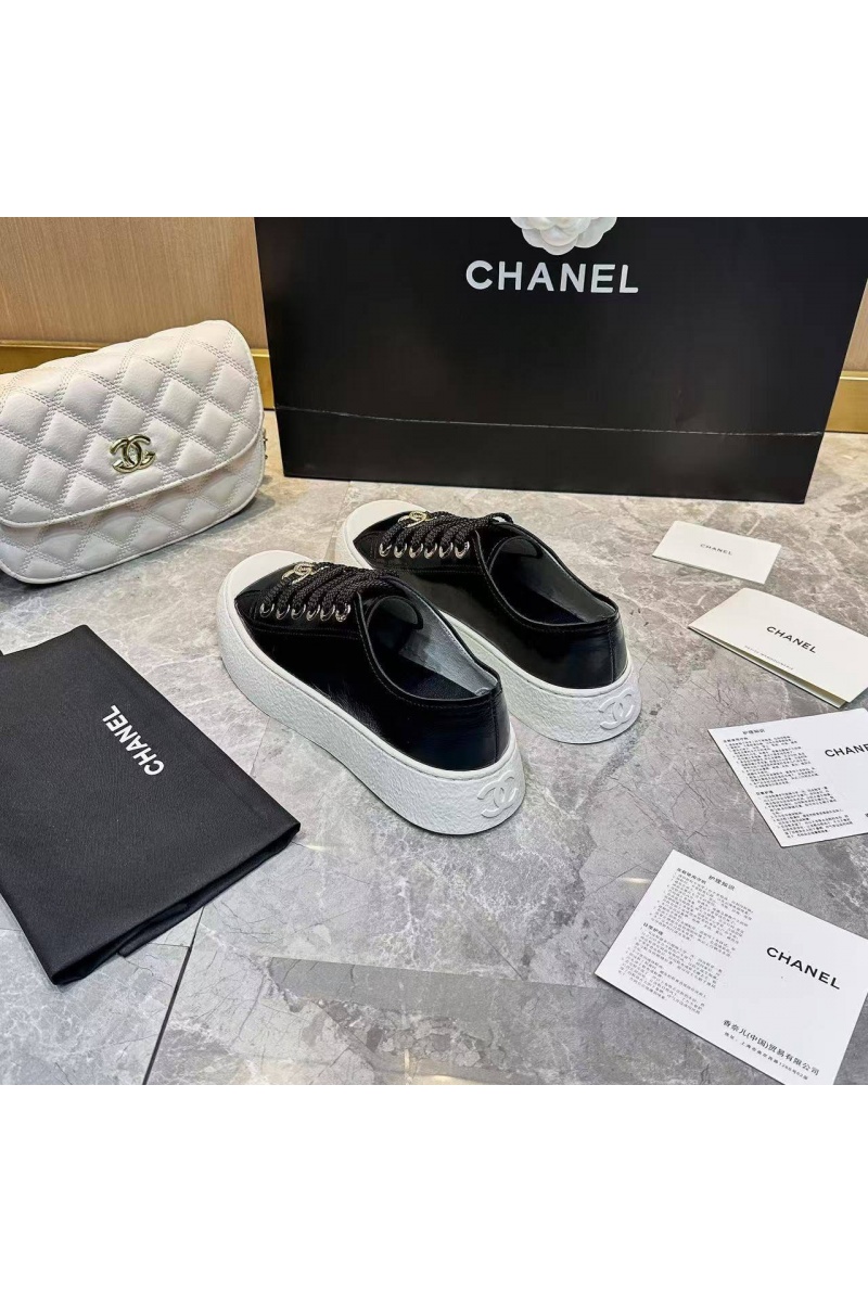 Chаnеl Женские кожаные кроссовки Chanel premium