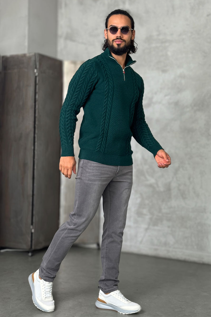 Kiton Мужской свитер зелёного цвета 