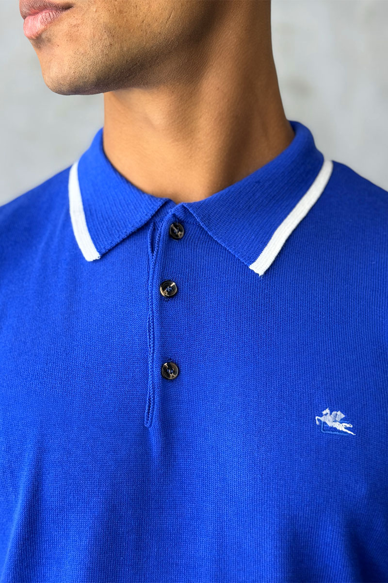 Etro Поло с длинным рукавом Pegaso logo - Blue