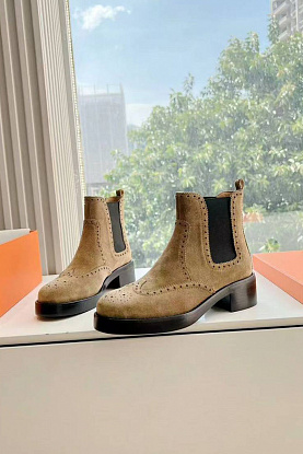 Женские замшевые ботинки Premium коричневого цвета