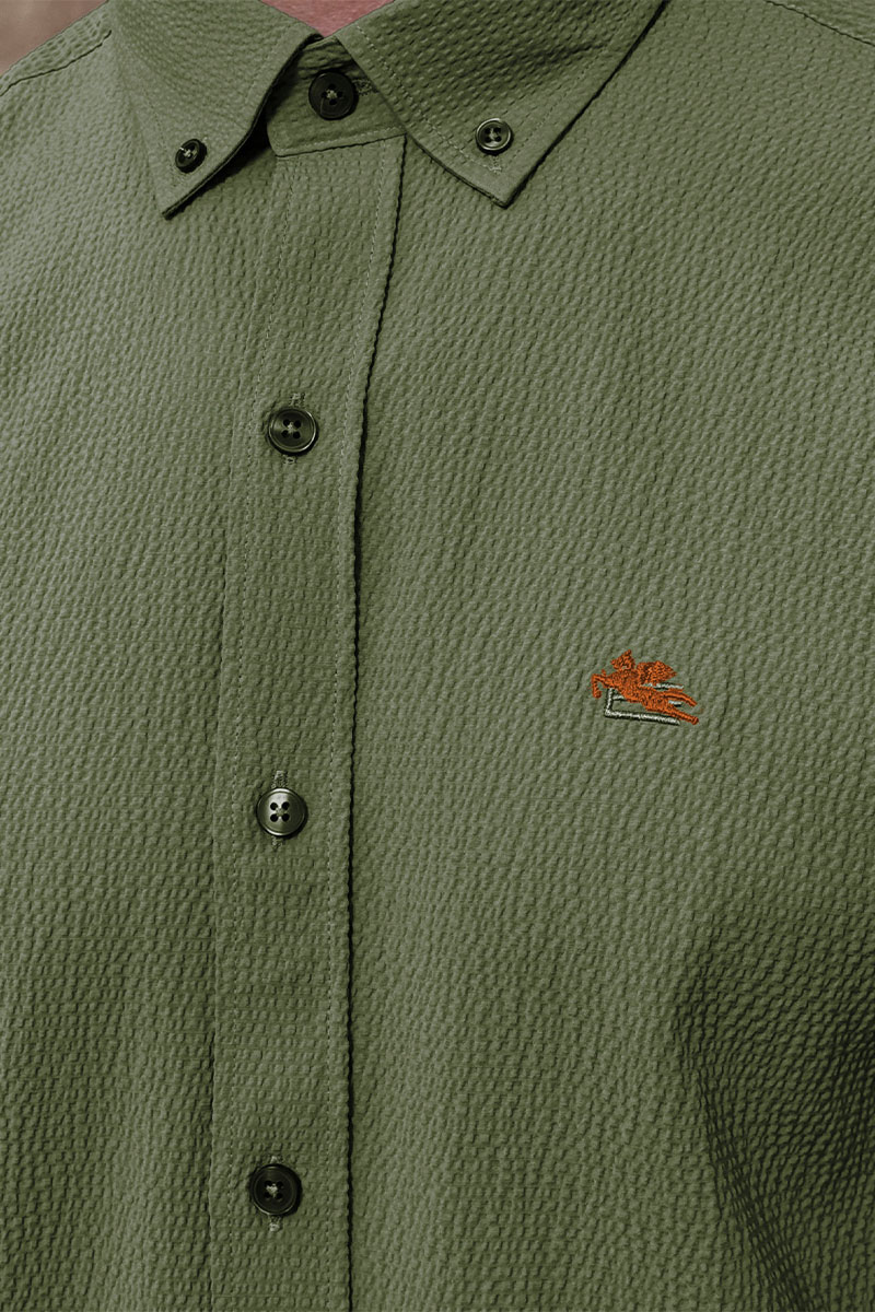 Etro Мужская зелёная рубашка Pegasus logo