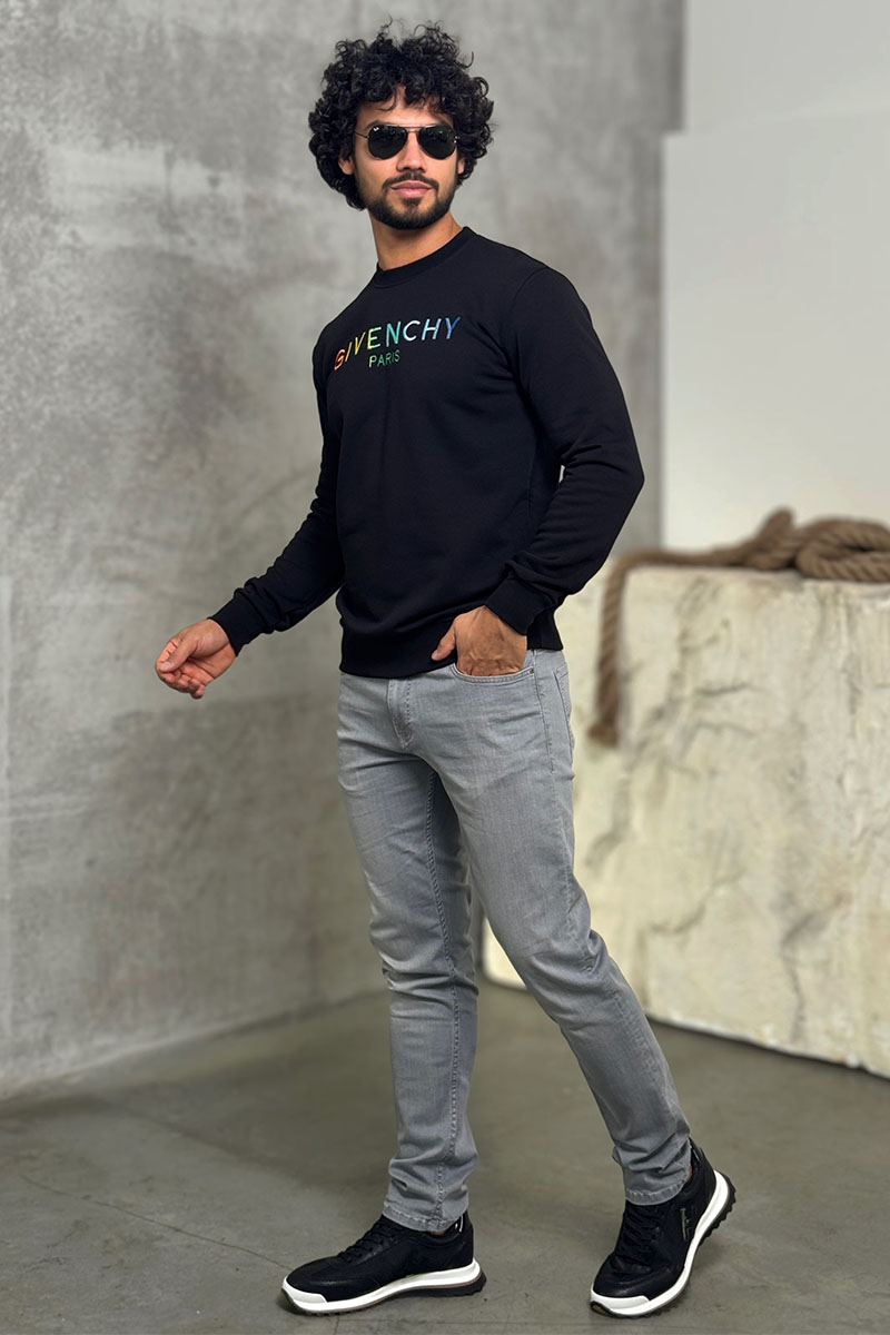 Givenchy Мужской чёрный свитшот Paris logo-embroidered