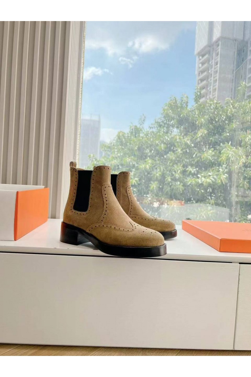 Hermes Женские замшевые ботинки Premium коричневого цвета