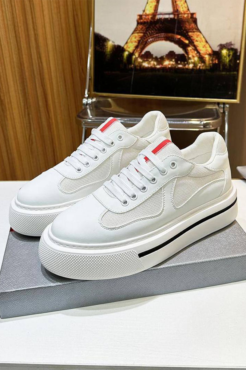 Prada Комбинированные кроссовки logo-stripe - White