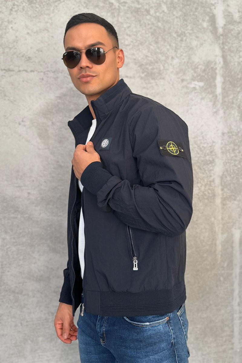 Stone Island Мужская тёмно-синяя куртка с патчем на плече