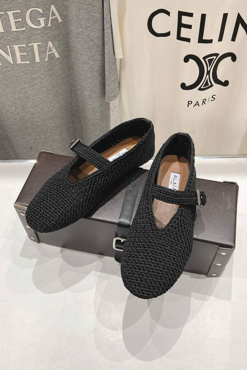 Designer Clothing Женские плетёные балетки ALaia Premium - Black