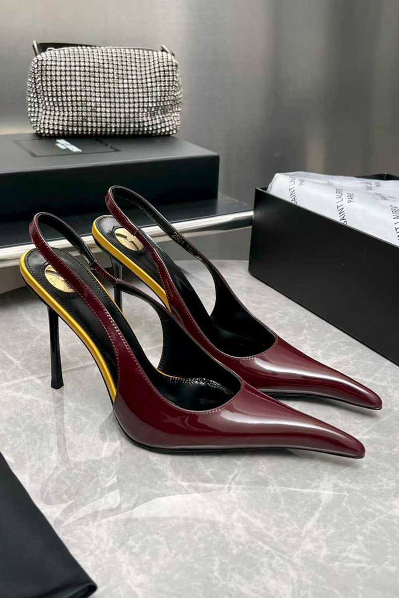 Yves Saint Laurent Женские кожаные туфли на каблуке premium