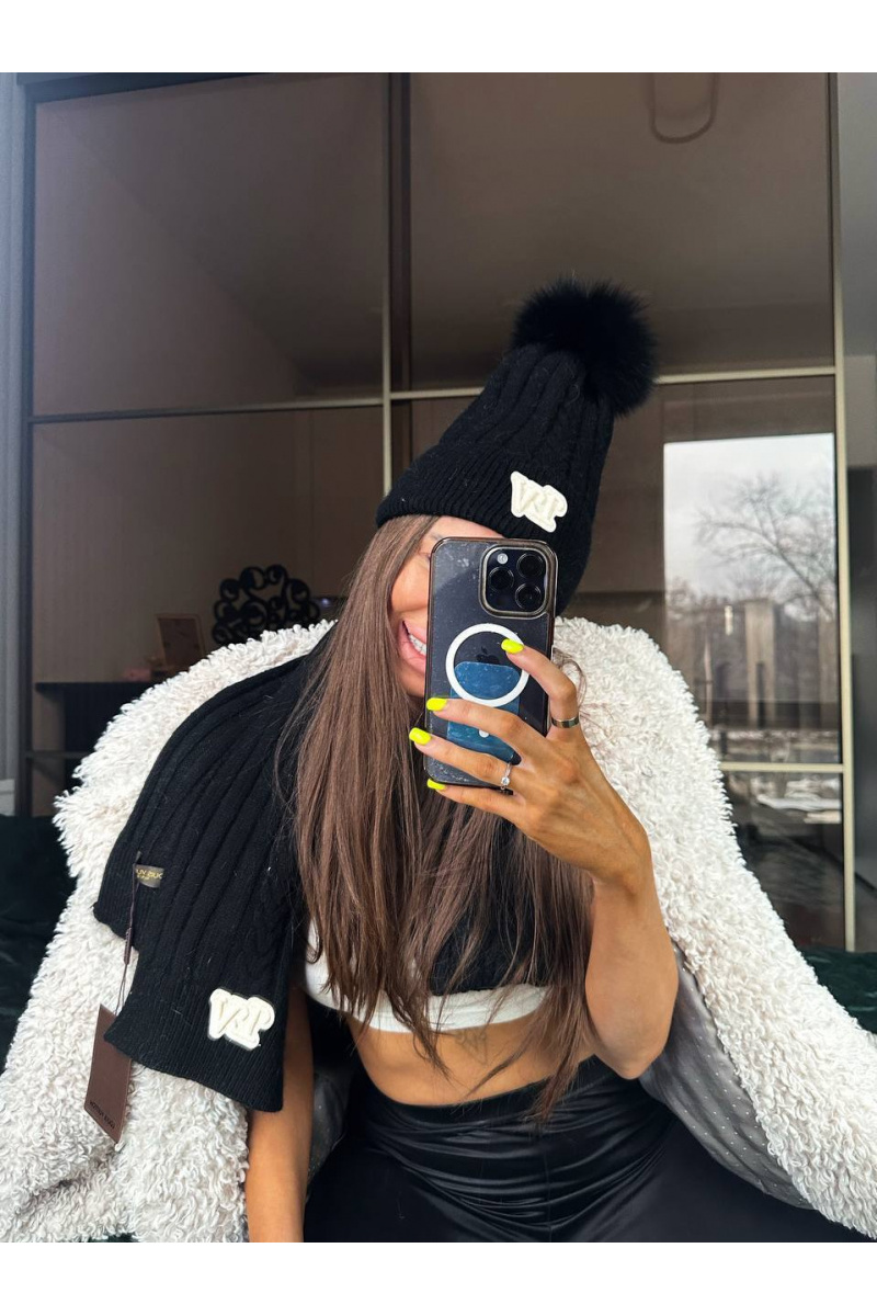 Lоuis Vuittоn Комплект из шапки и шарфа чёрного цвета