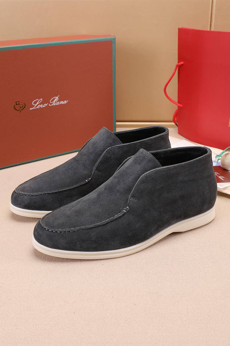 Loro Piana Замшевые лоферы с мехом Open Walk - Grey