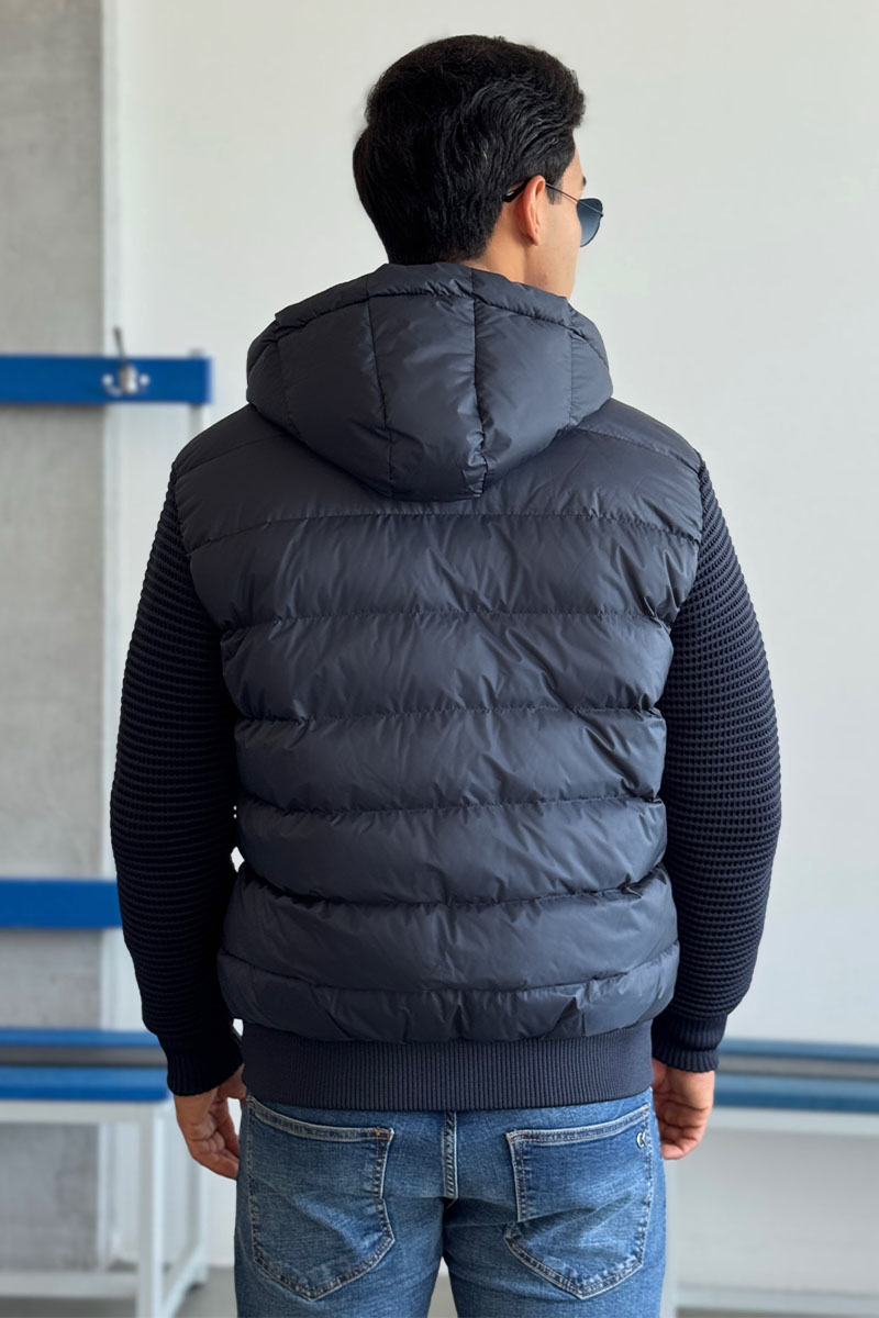 Hugо Воss Тёмно-синяя куртка с вязаными рукавами