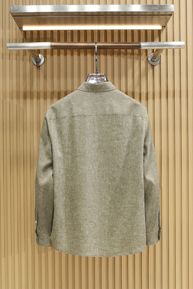 Kiton Льняная рубашка цвета хаки premium
