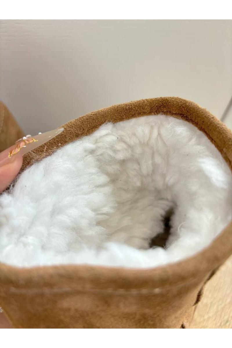 Balenciaga Женские замшевые ботинки с мехом Alaska Fur High Boot Premium - Chestnut