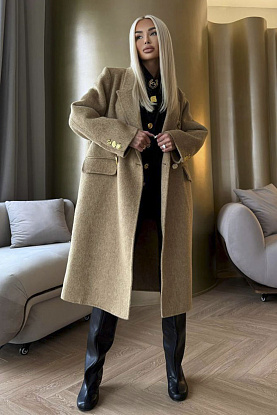 Женское шерстяное пальто Premium - Beige