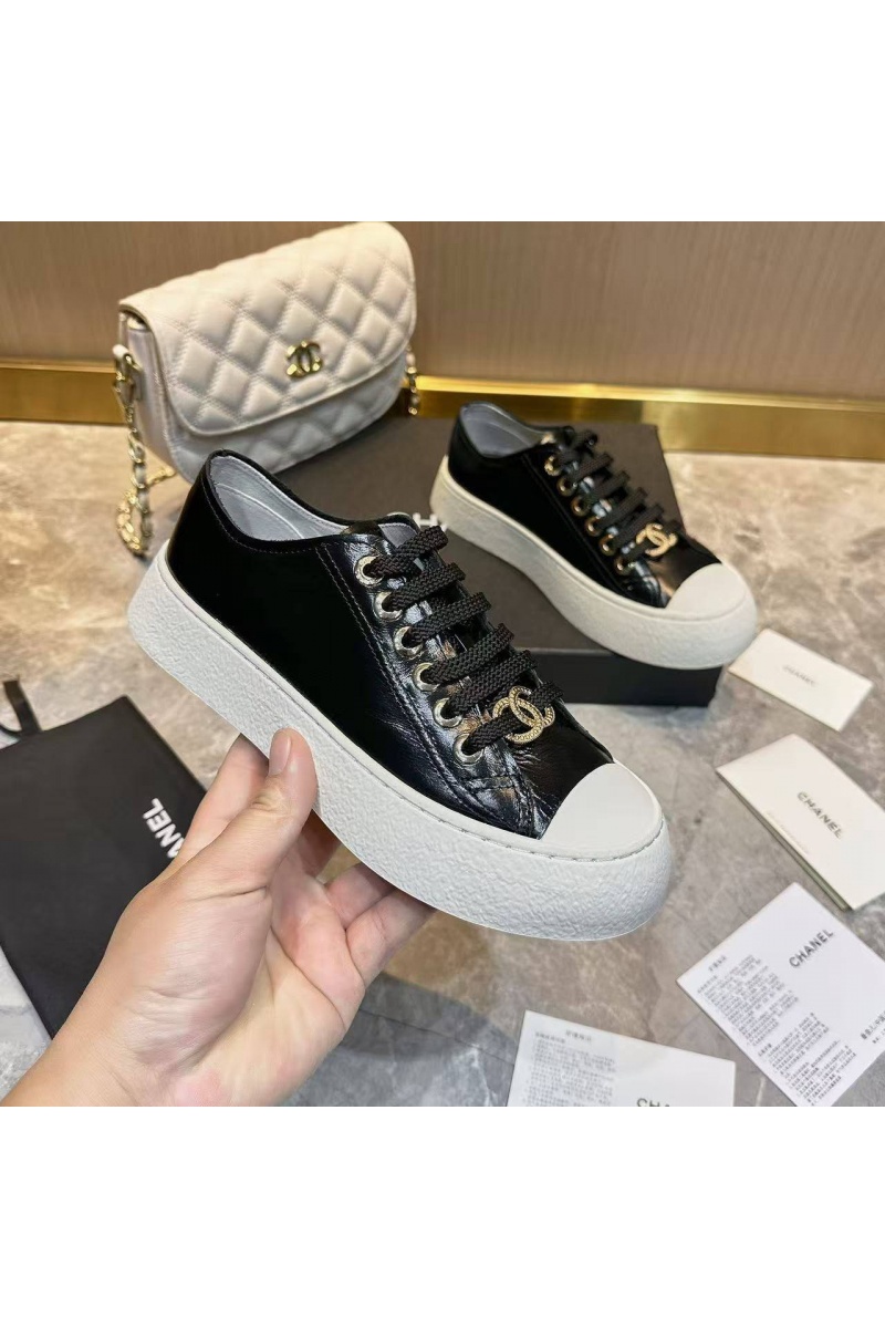 Chаnеl Женские кожаные кроссовки Chanel premium