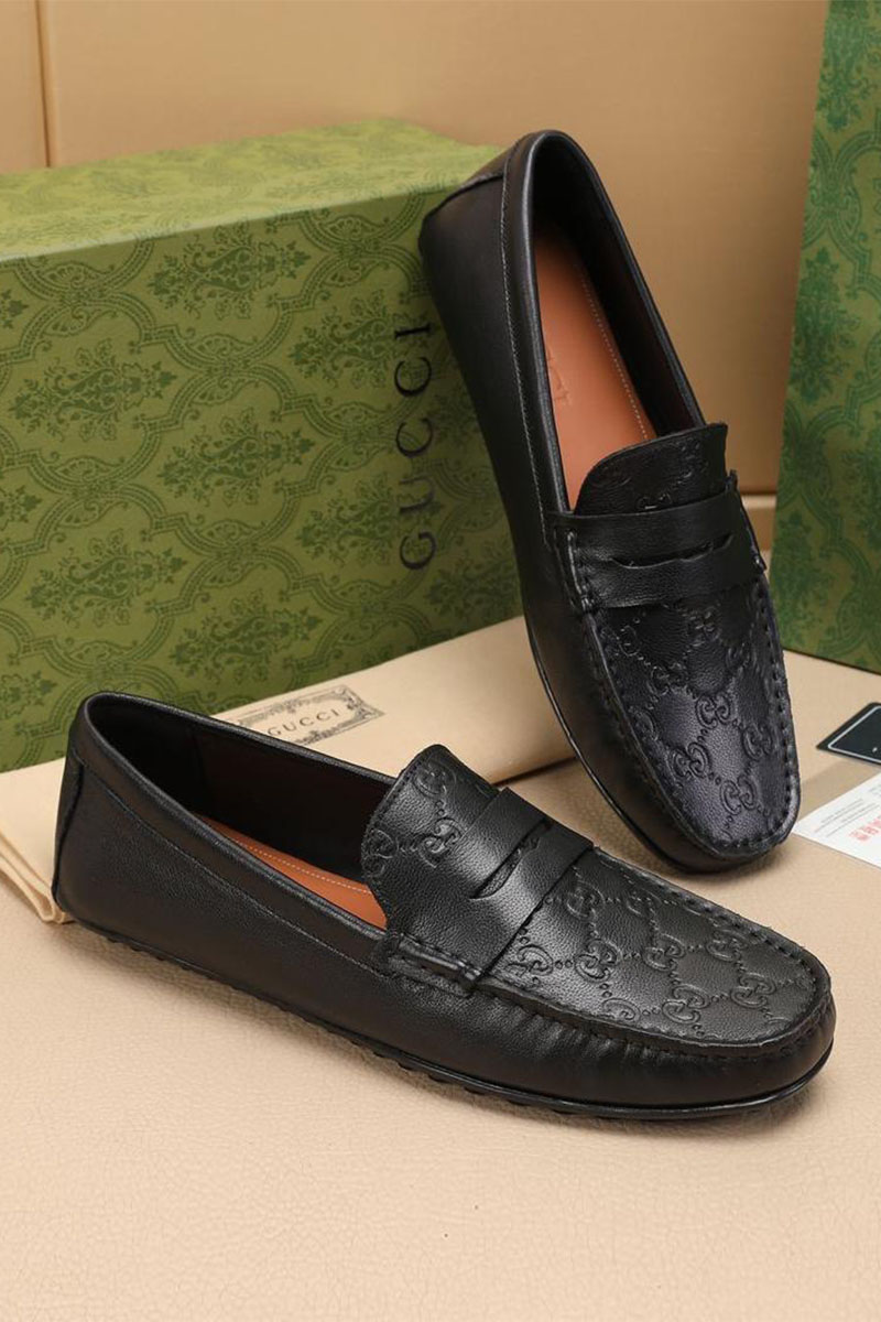 Gucci Мужские кожаные мокасины GG monogram