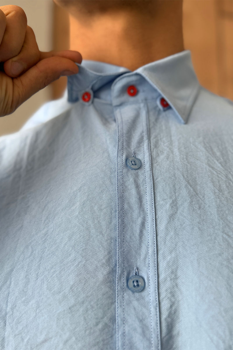 Hermes Мужская рубашка H embroidered - Blue 