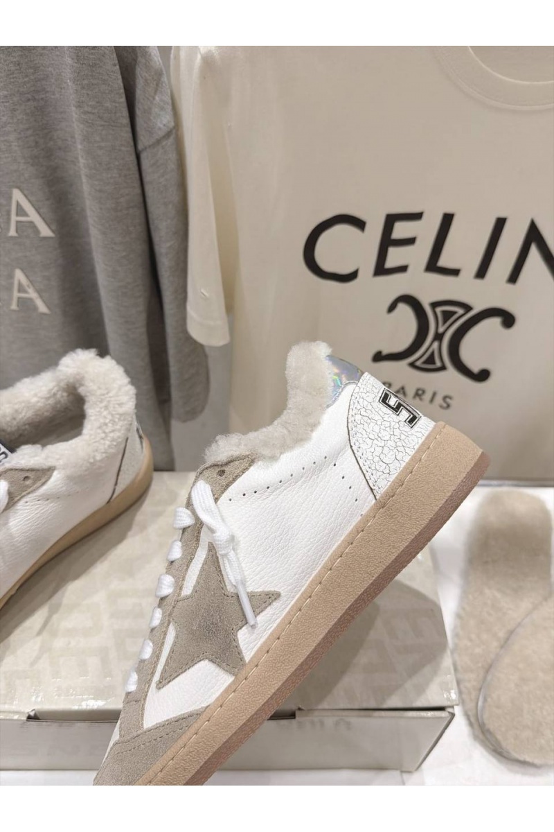 Designer Clothing Женские комбинированные кроссовки с мехом Golden Goose Ball Star premium