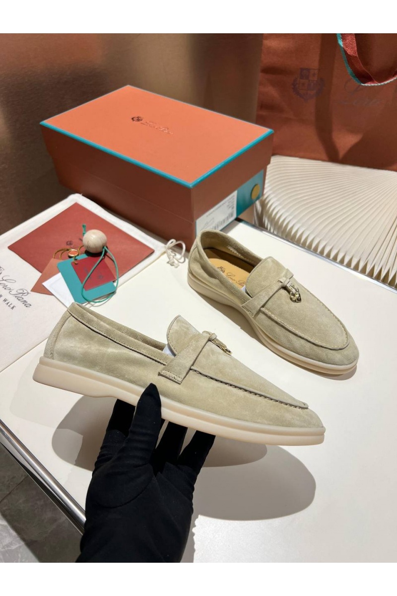 Loro Piana Женские замшевые лоферы Summer Charms Walk premium