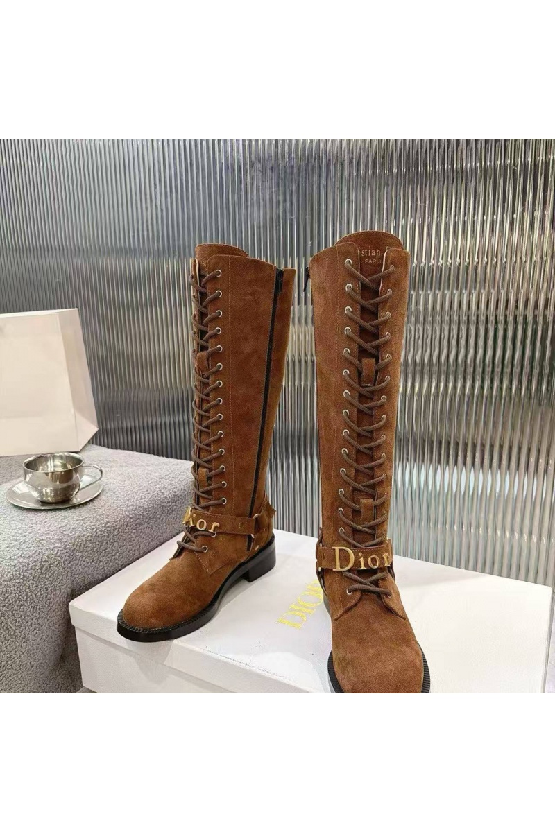 Dior Женские замшевые сапоги на шнуровке 