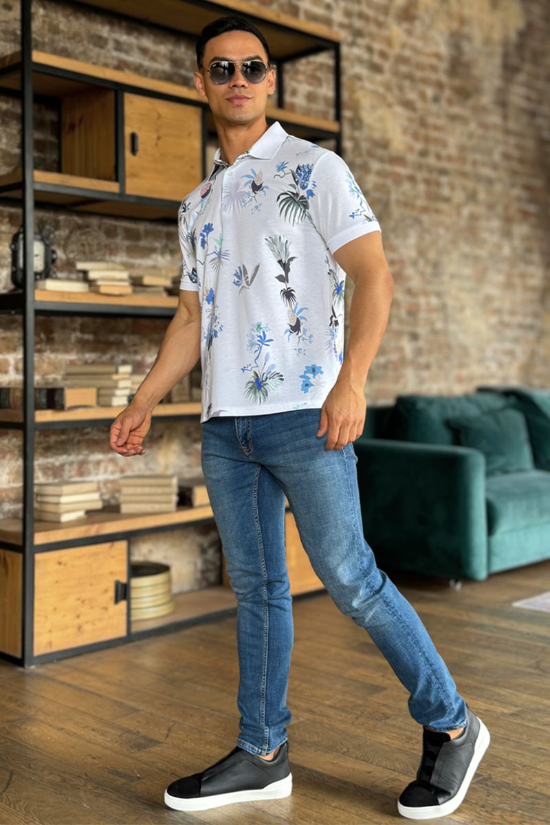 Etro Мужское поло "Floral" - White 