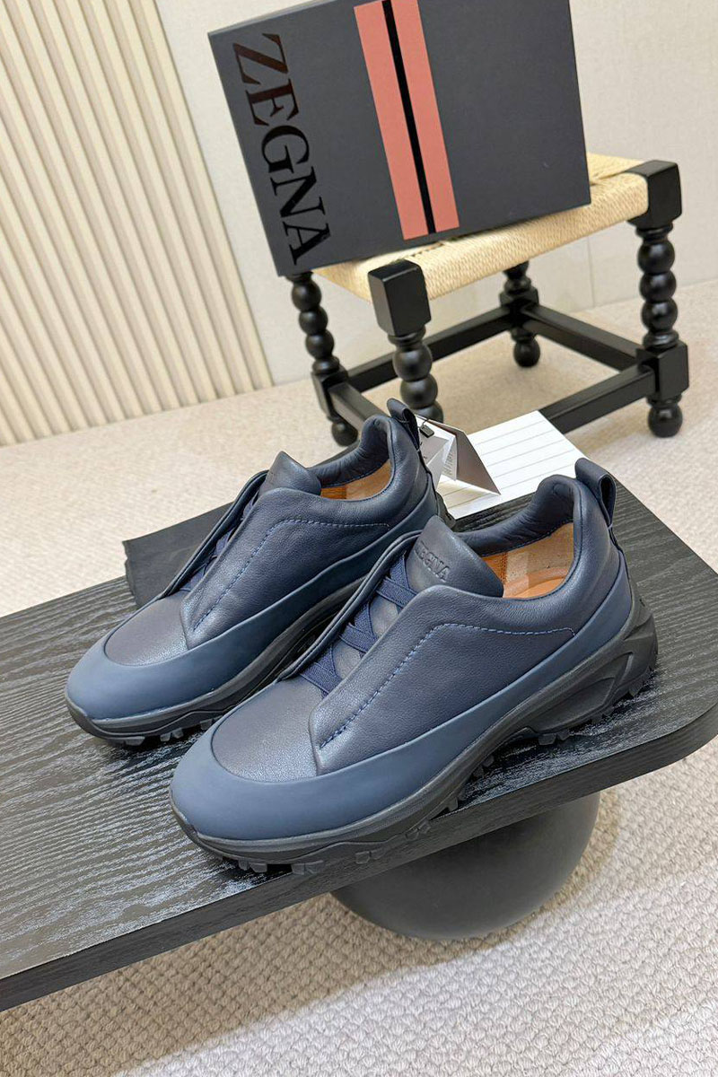 Zegna Кожаные кроссовки Triple Stitch Monte - Blue