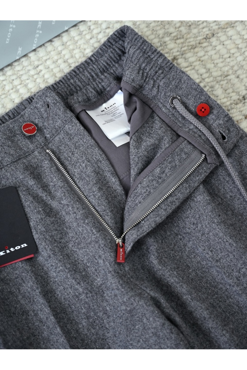 Kiton Мужские серые брюки premium