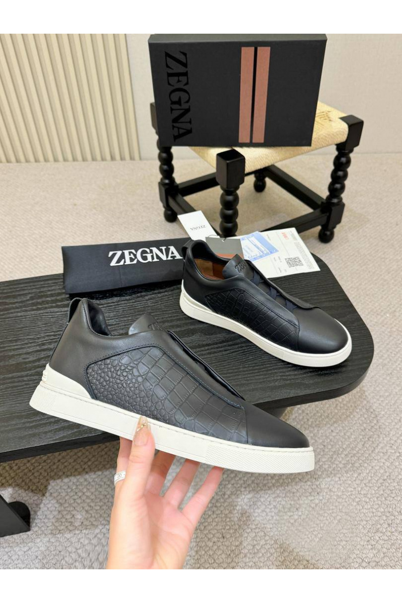 Zegna Мужские кроссовки Triple Stitch Alligator - Grey