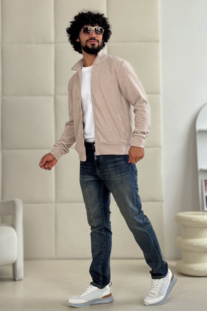 Loro Piana Мужская бежевая кофта на молнии