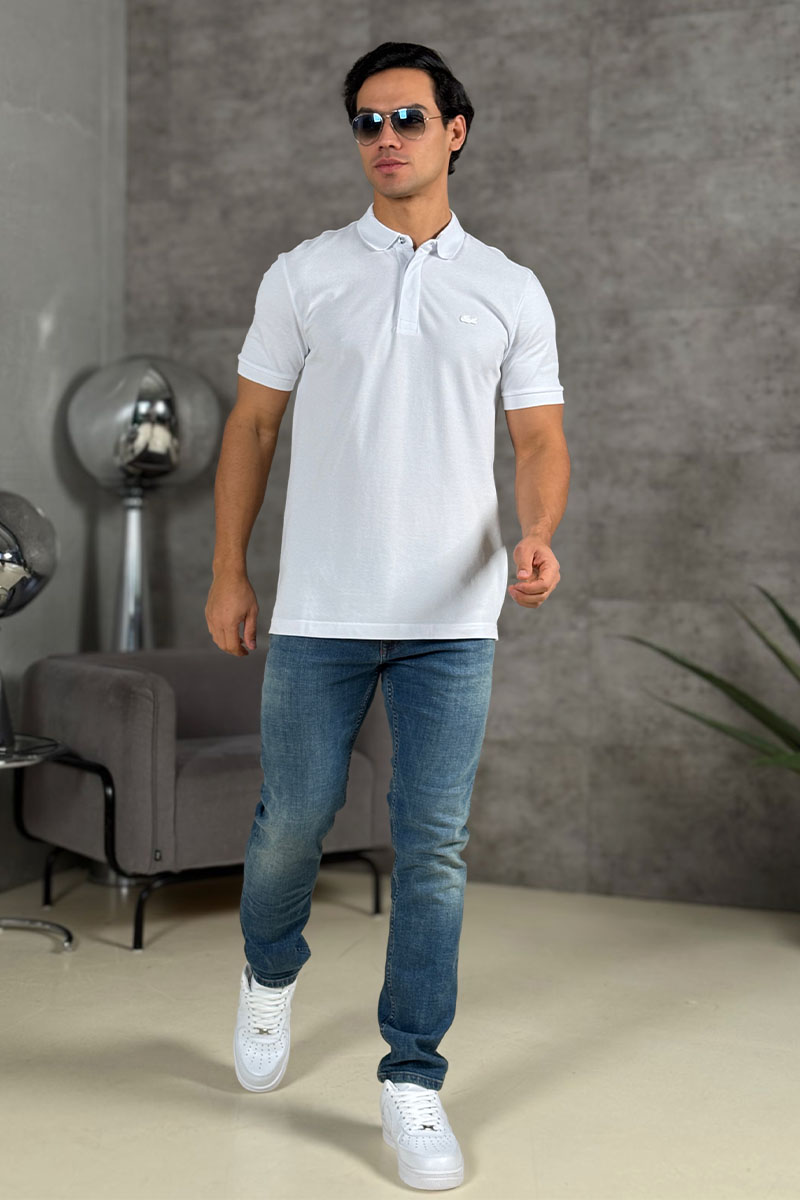Lacoste Мужское поло белого цвета 