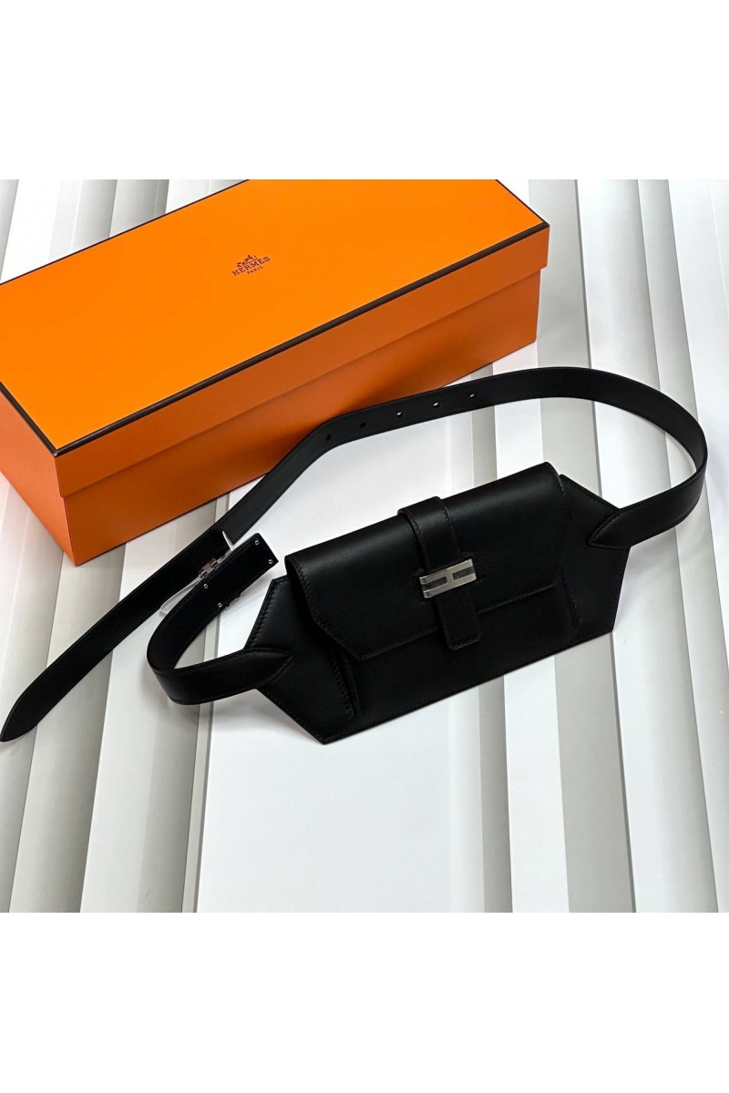 Hermes Кожаный ремень Elan Pocket 24x12 см - Black / Silver