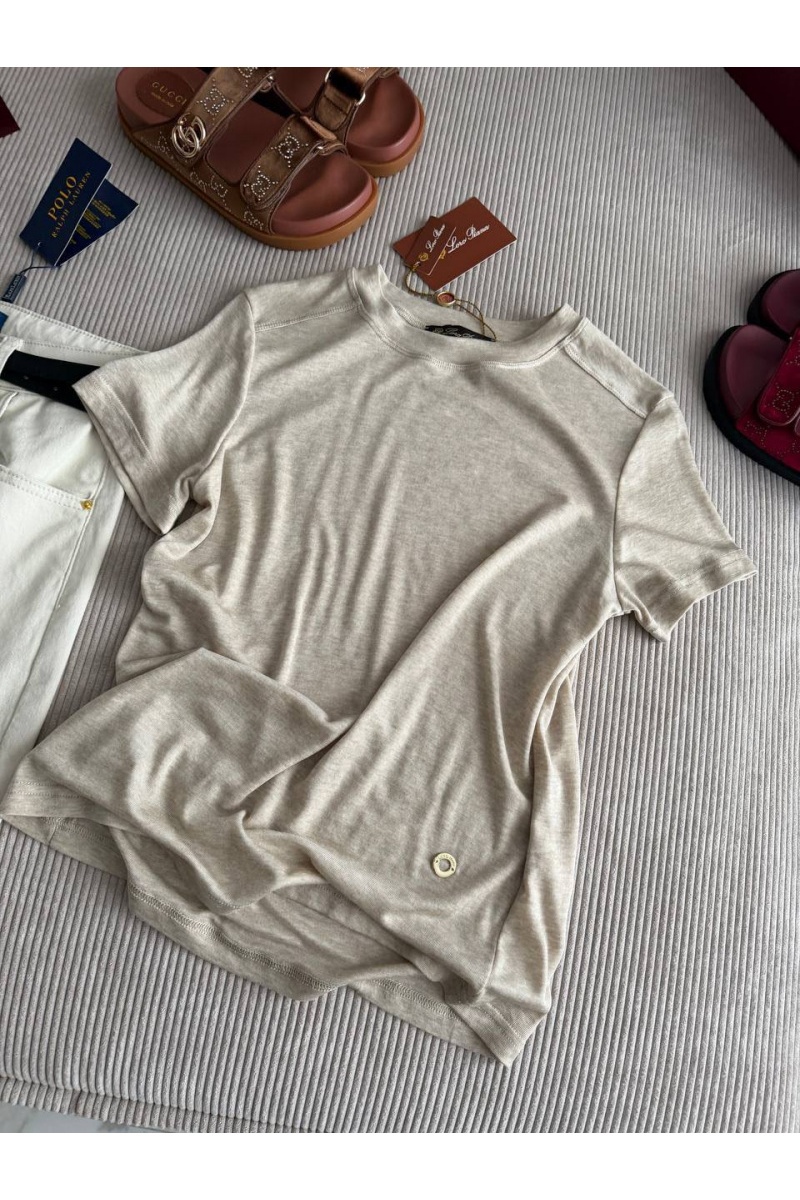 Loro Piana Женская бежевая футболка premium