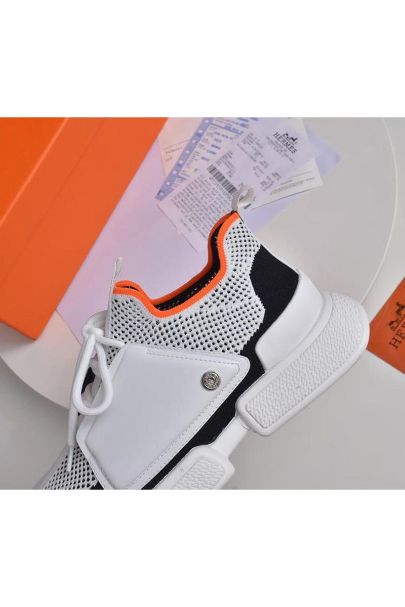 Hermes Мужские текстильные кроссовки Expert - White