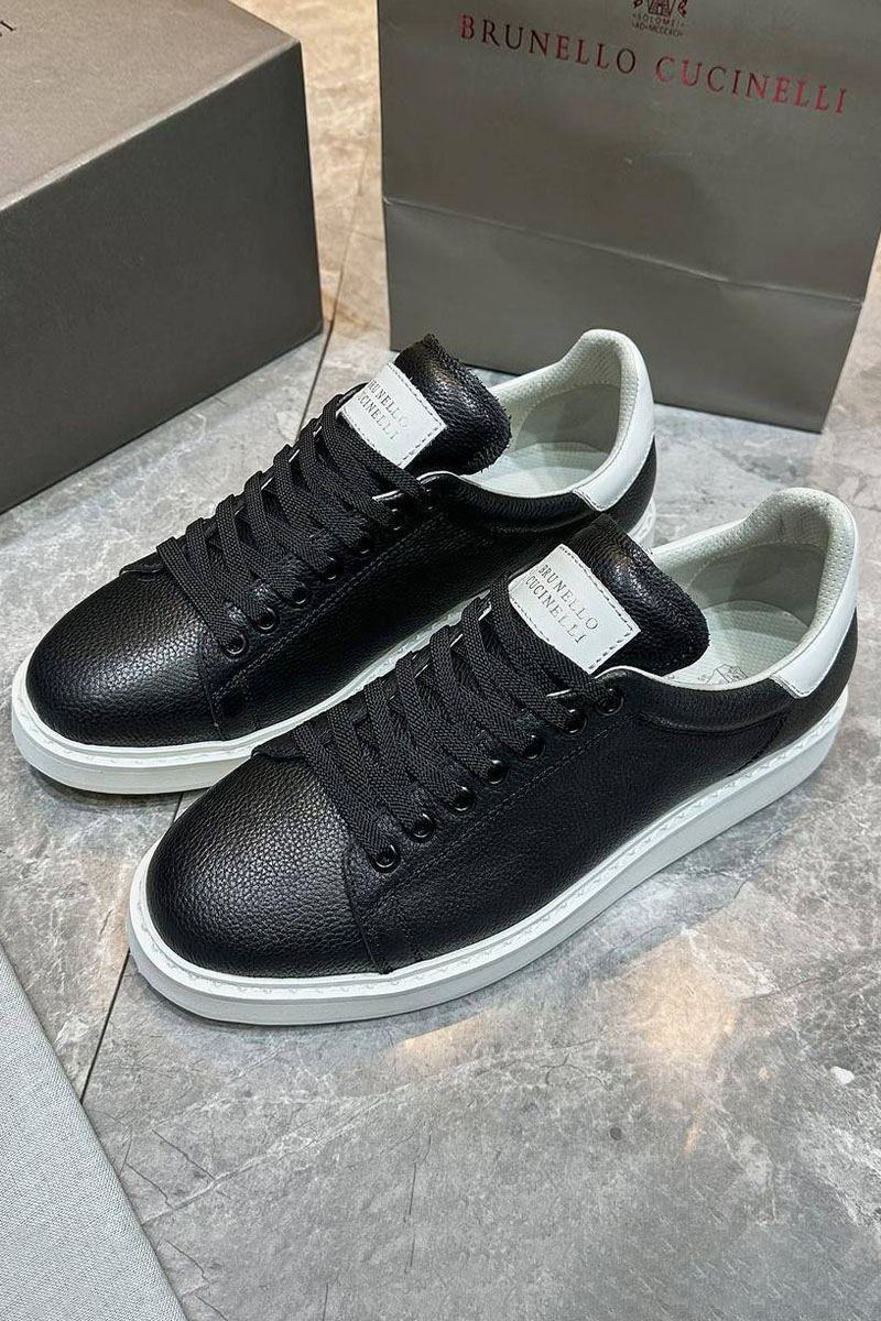 Designer Мужские кроссовки grain leather - Black