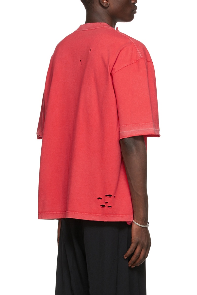 Balenciaga Оранжевая оверсайз футболка с рваной отделкой