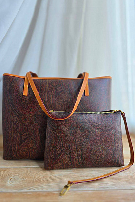 Кожаная сумка с узором пейсли 36x26 см